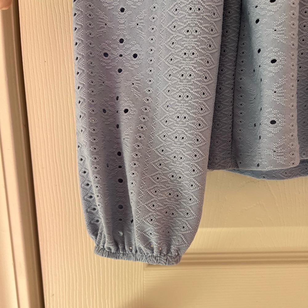 Altar’d State Blue Peplum Eyelet Top - Picture 6 of 6